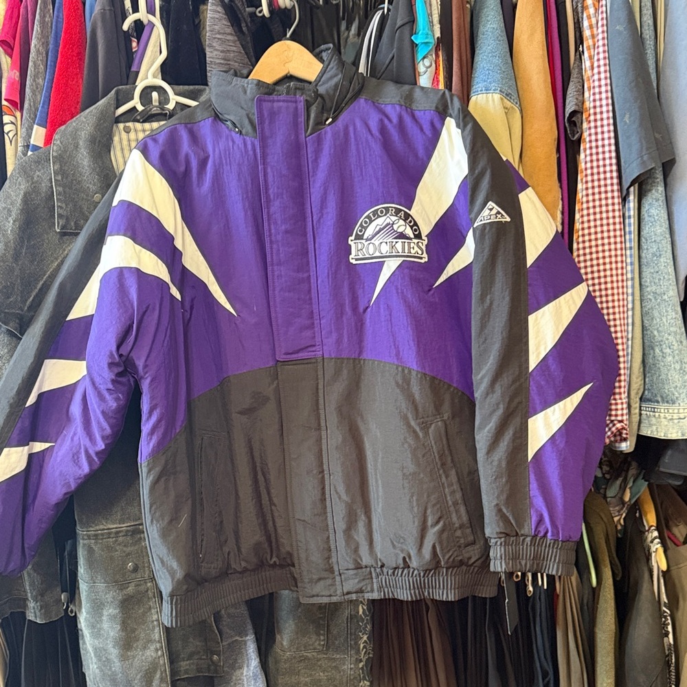 MLB Rockies Purple and Black Puffer Jacket